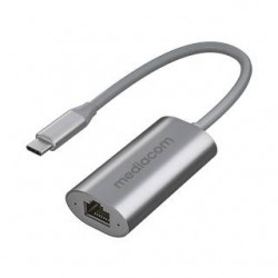 MEDIACOM MD-C323 - Adattatore USB - USB-C - Gigabit Ethernet x 1 - alluminio