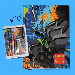 Diario 12 Mesi Tinta Unita 2026/2027 – Monster Truck con Custodia e Zip + Starter Kit
